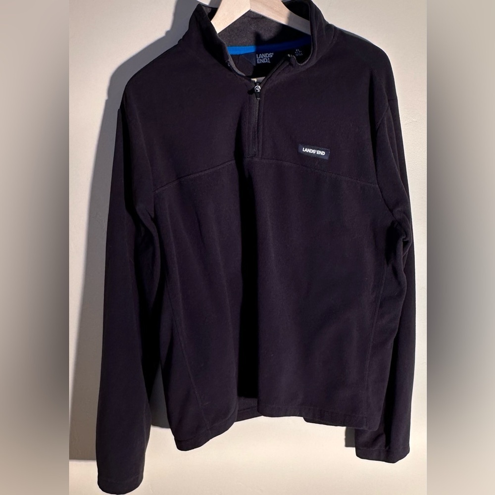 Lands’ End Men’s Black Quarter‑Zip Pullover – XL – EUC